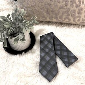 Kenneth Cole Plaid Silk Tie Blue & Olive Green